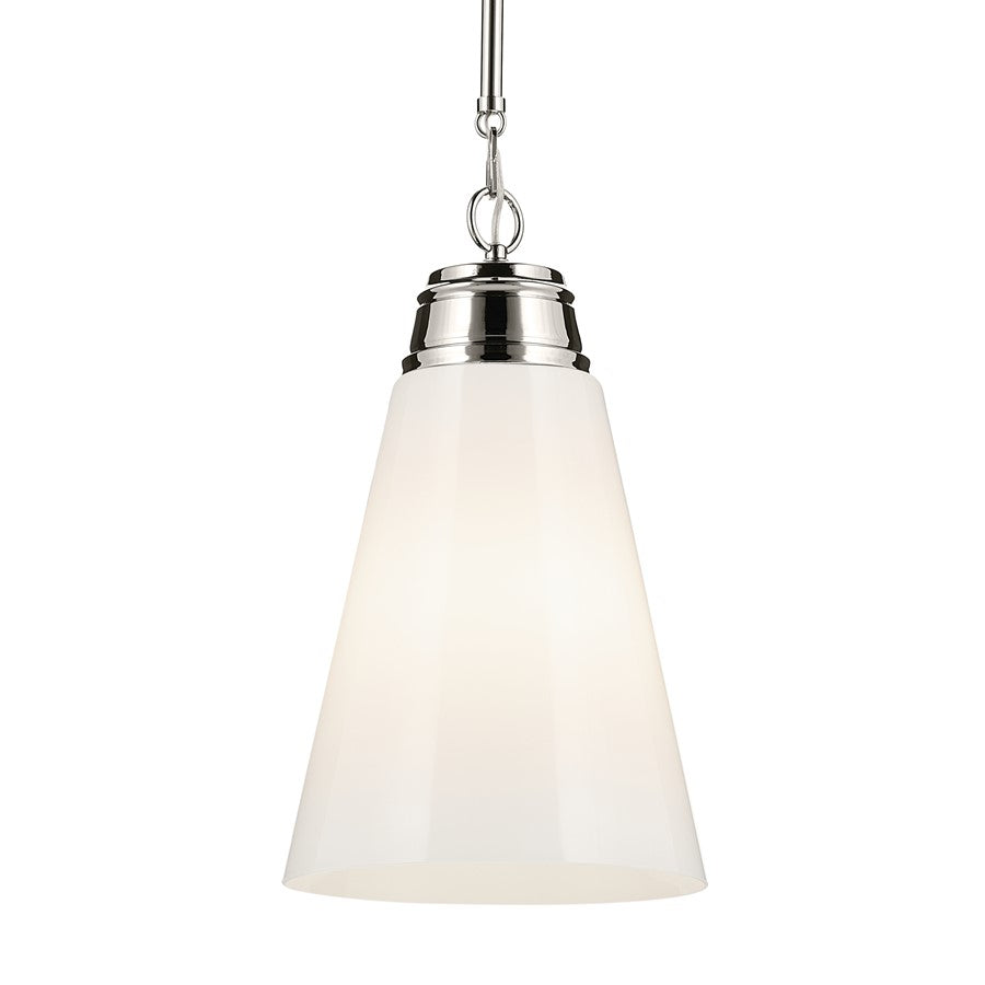 Kichler Marsailli 1 Light 19" Pendant, Polished Nickel/Cased Opal