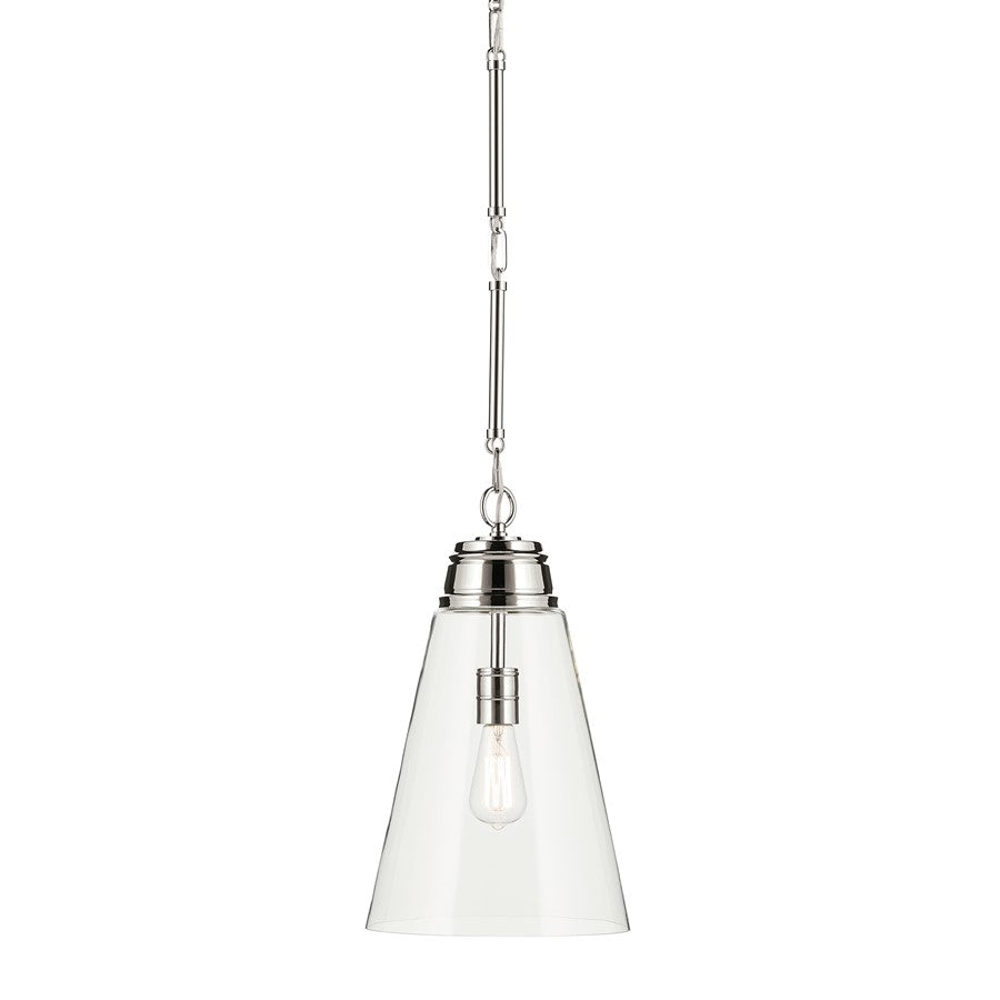 Kichler Marsailli 1 Light 19" Pendant, Polished Nickel/Clear