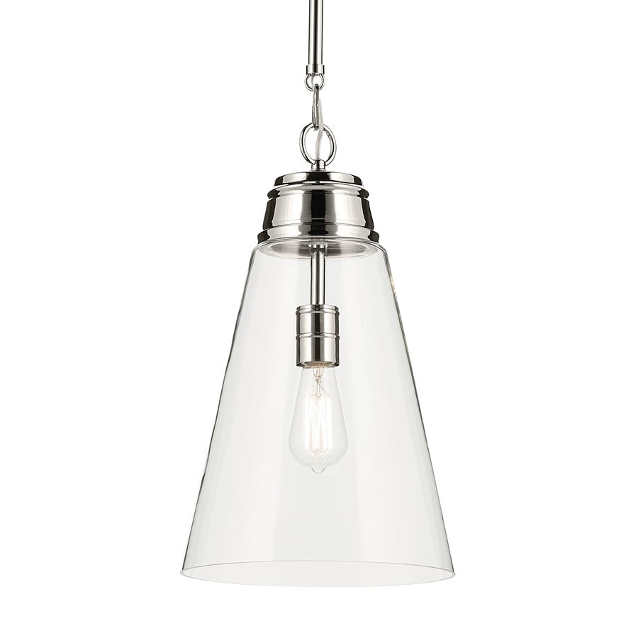 Kichler Marsailli 1 Light 19" Pendant, Polished Nickel/Clear