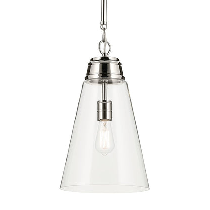 Kichler Marsailli 1 Light 19" Pendant, Polished Nickel/Clear
