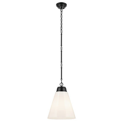 Kichler Marsailli 1 Light 20" Pendant, Black/Cased Opal - 52662BK