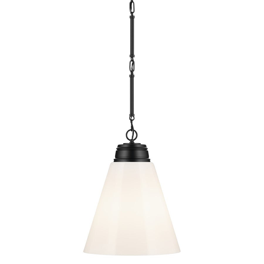Kichler Marsailli 1 Light 20" Pendant, Black/Cased Opal