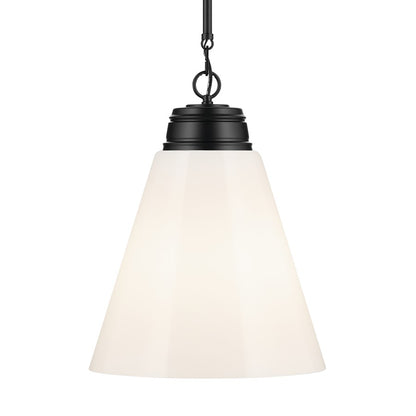 Kichler Marsailli 1 Light 20" Pendant, Black/Cased Opal