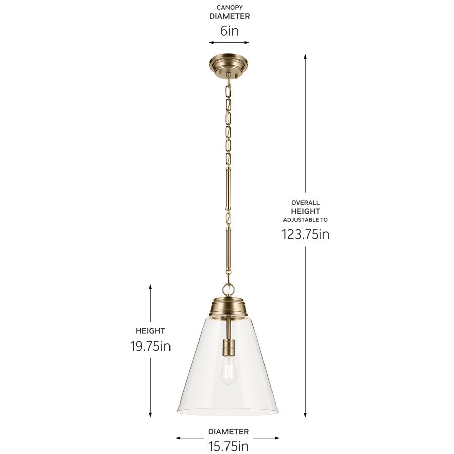Kichler Marsailli 1 Light 20" Pendant, Champagne Bronze/Clear