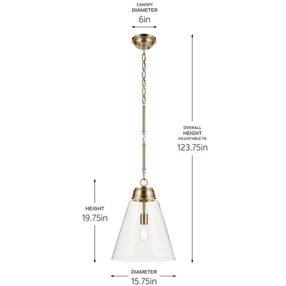 Kichler Marsailli 1 Light 20" Pendant, Champagne Bronze/Clear