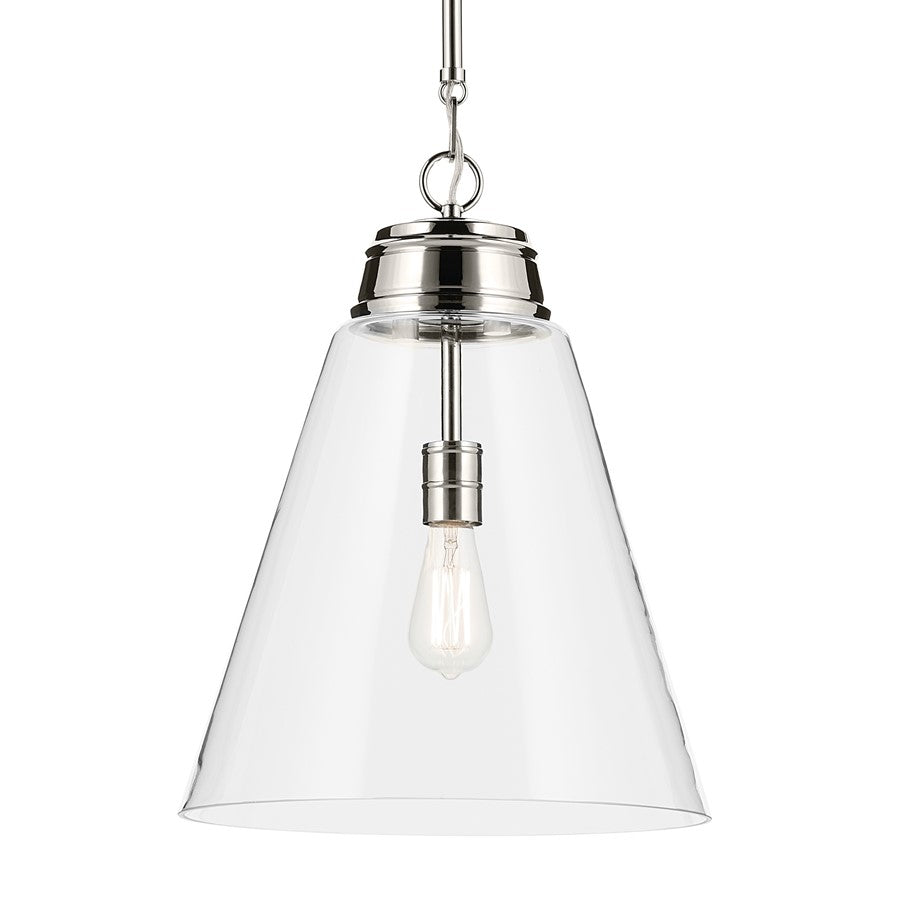 Kichler Marsailli 1 Light 20" Pendant, Polished Nickel/Clear