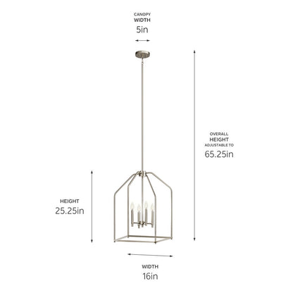 Kichler Madden 4 Light Foyer Pendant, Brushed Nickel