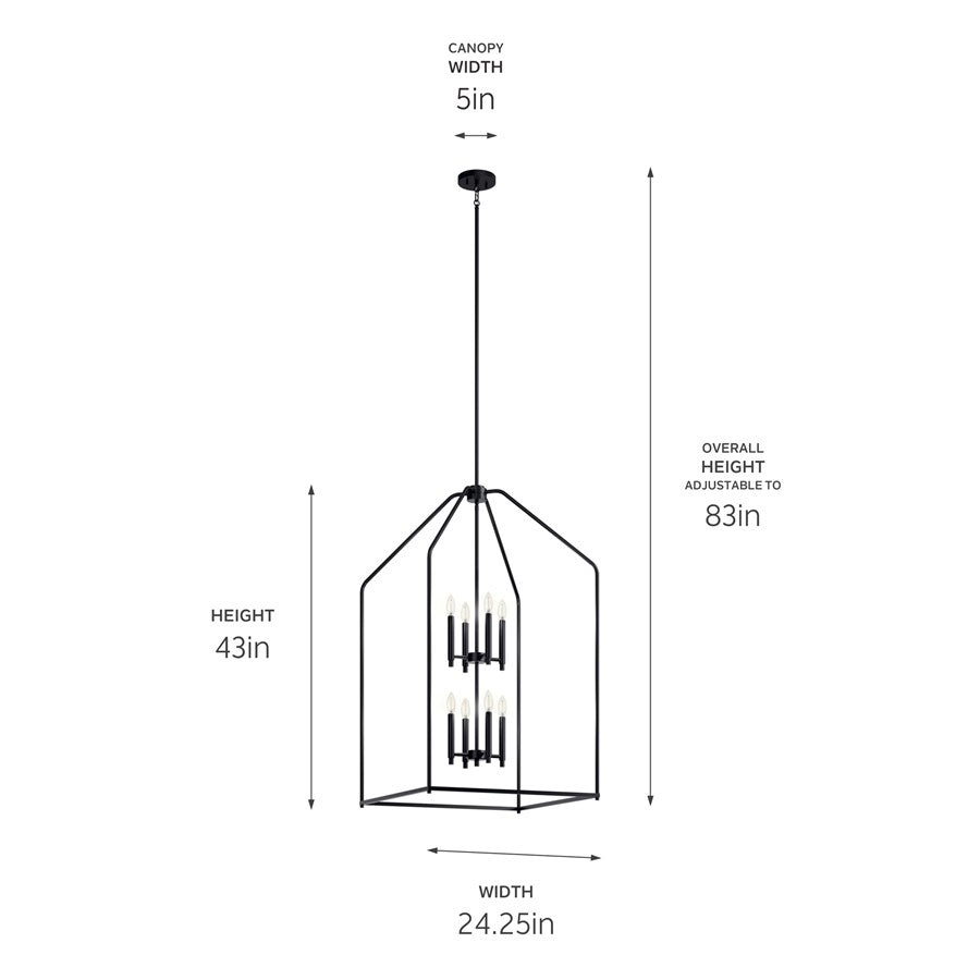 Kichler Madden 8 Light 24" Foyer Pendants, Black