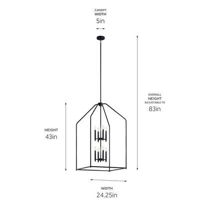 Kichler Madden 8 Light 24" Foyer Pendants, Black