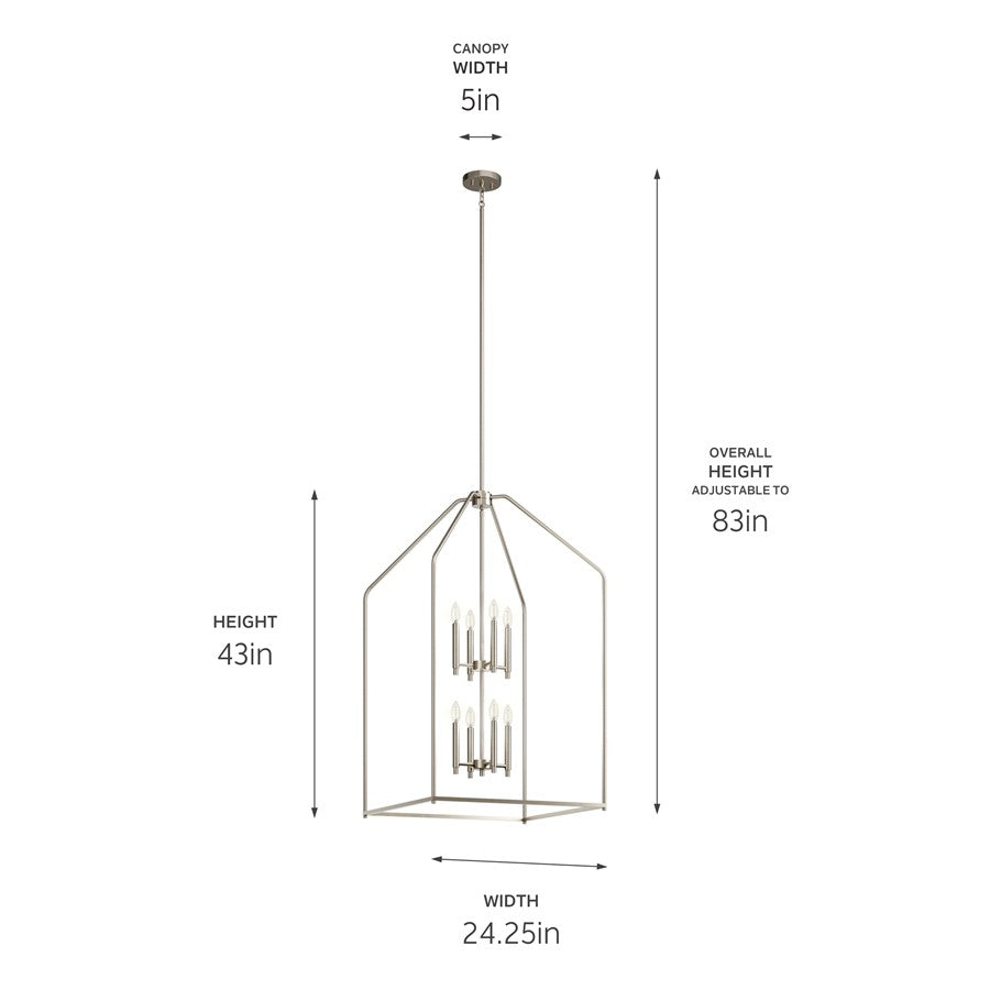 Kichler Madden 8 Light 24" Foyer Pendants, Brushed Nickel