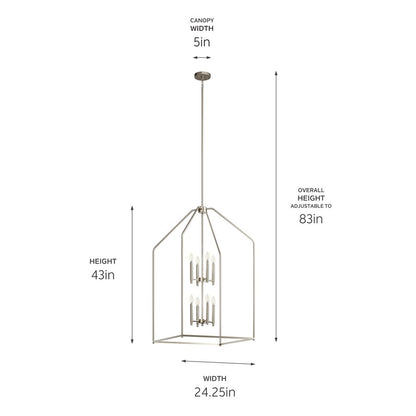 Kichler Madden 8 Light 24" Foyer Pendants, Brushed Nickel