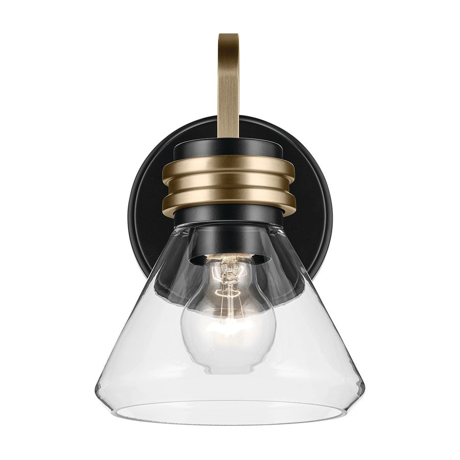 Kichler Farum 1 Light 10" Wall Sconce, Black/Clear