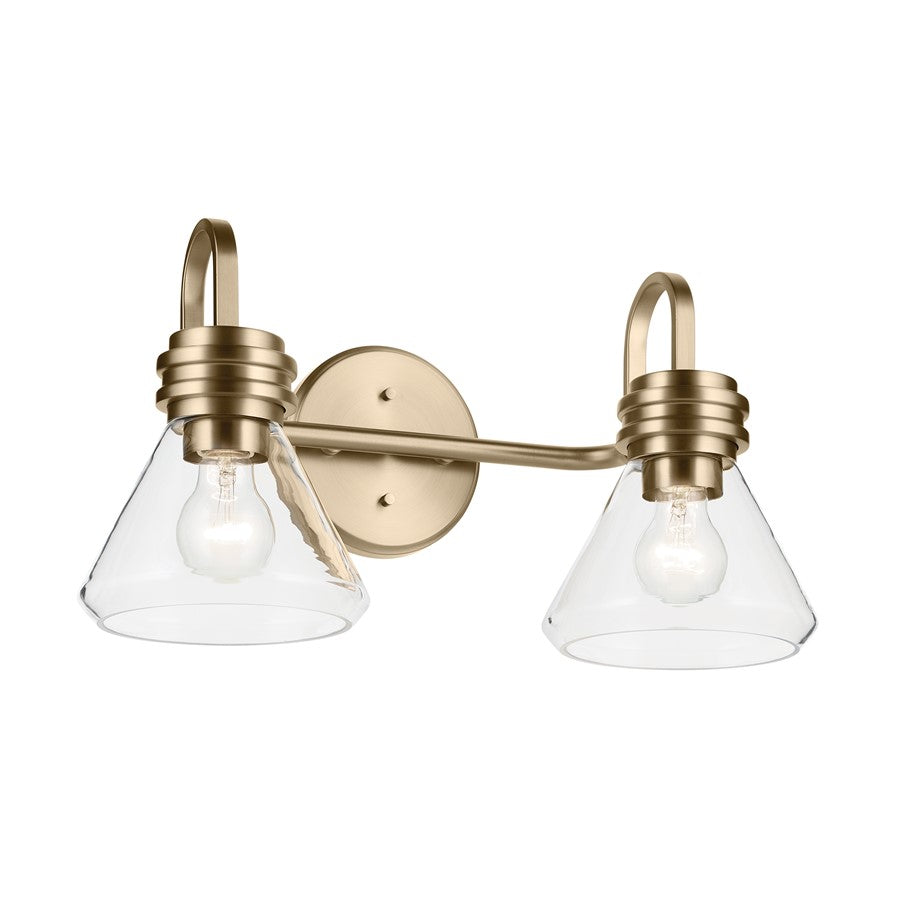 Kichler Farum 2 Light Wall Mt Bath 2 Arm, Champagne Bronze/Clear - 55154CPZCLR