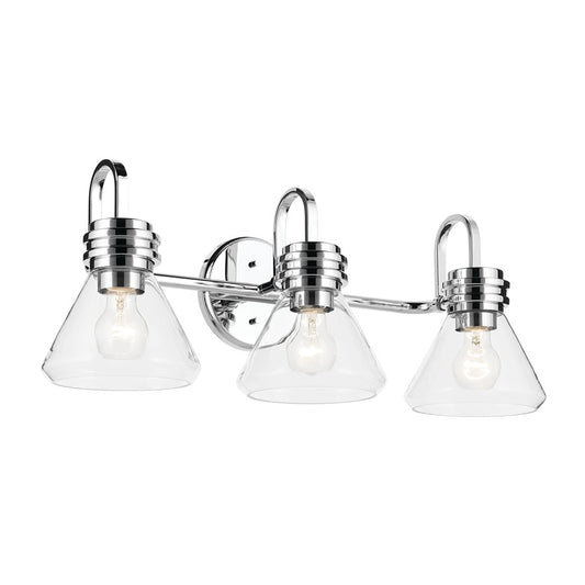 Kichler Farum 3 Light Wall Mt Bath 3 Arm, Chrome/Clear - 55155CHCLR