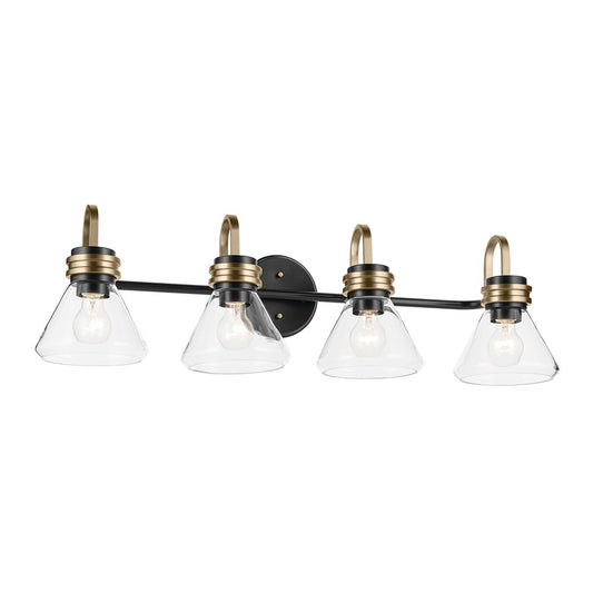Kichler Farum 4 Light Wall Mt Bath 4 Arm, Black/Clear - 55156BKCLR