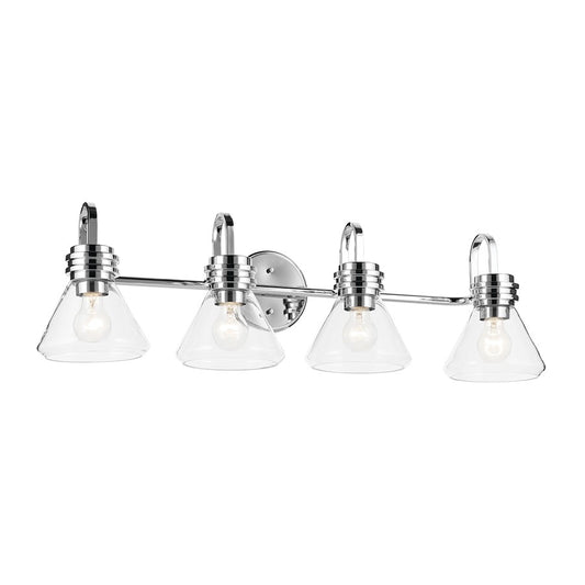 Kichler Farum 4 Light 34" Wall Mt Bath 4 Arm, Chrome/Clear - 55156CHCLR
