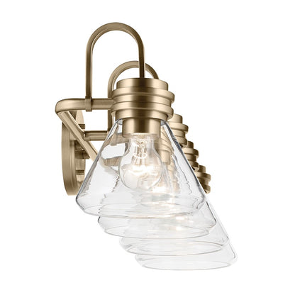Kichler Farum 34in 4-Light Bathroom Vanity Light | Modern Champagne Bronze Steel & Clear Glass| Primary Bath & Powder Room | Model 55156CPZCLR