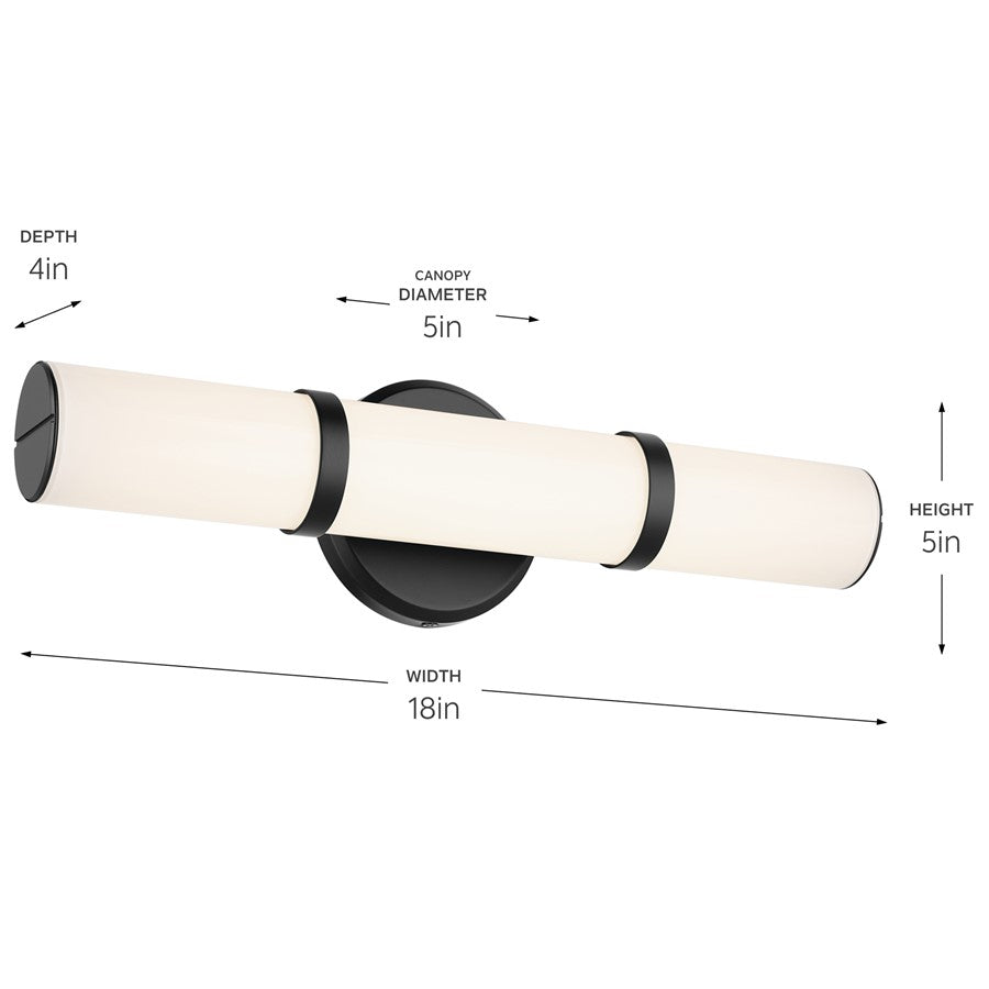 Kichler Rosh 1 Light 18" Wall Sconce, Black/White