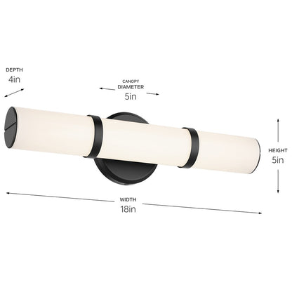 Kichler Rosh 1 Light 18" Wall Sconce, Black/White