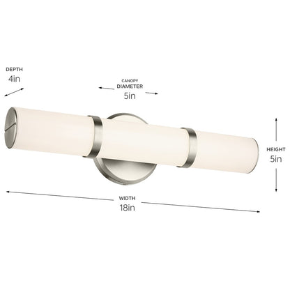 Kichler Rosh 1 Light Wall Sconce, Brushed Nickel/White