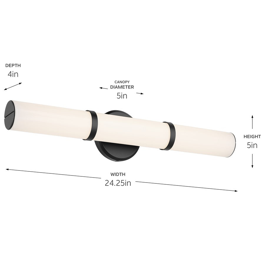 Kichler Rosh 1 Light 24" Linear Bath Medium, Black/White