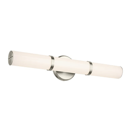 Kichler Rosh 1 Light Linear Bath Medium, Brushed Nickel/White - 55188NILED