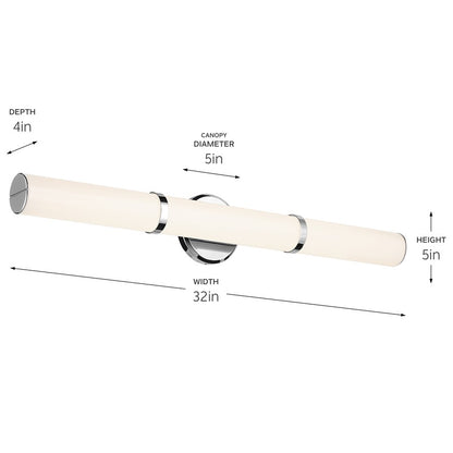 Kichler Rosh 1 Light Linear Bath Large, Chrome/White
