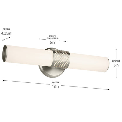 Kichler Sashi 1 Light 18" Wall Sconce, Brushed Nickel/White