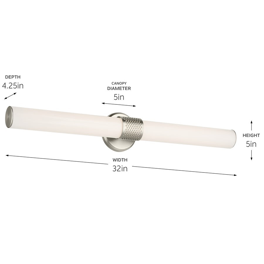 Kichler Sashi 1 Light 32" Linear Bath, Brushed Nickel/White