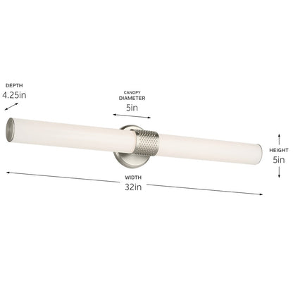 Kichler Sashi 1 Light 32" Linear Bath, Brushed Nickel/White