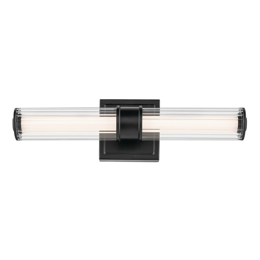 Kichler Laurene 2 Light Wall Sconce, Black/Clear Fluted
