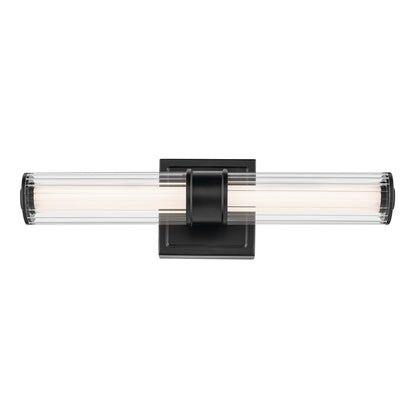 Kichler Laurene 2 Light Wall Sconce, Black/Clear Fluted