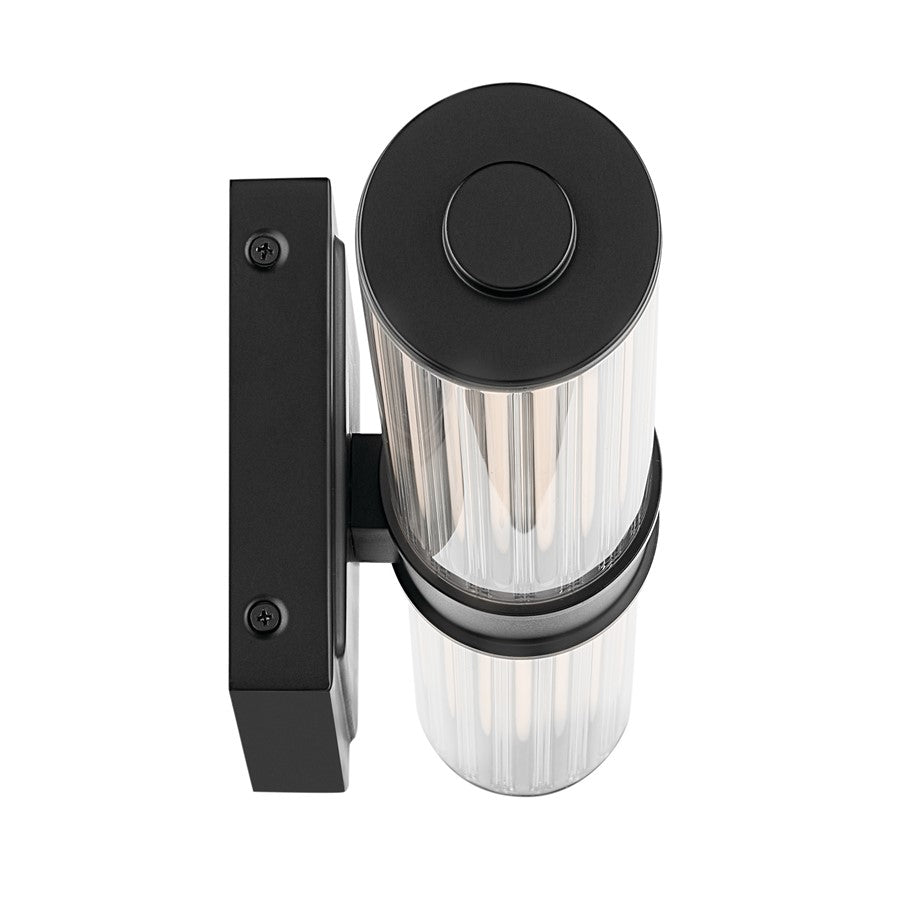 Kichler Laurene 2 Light Wall Sconce, Black/Clear Fluted