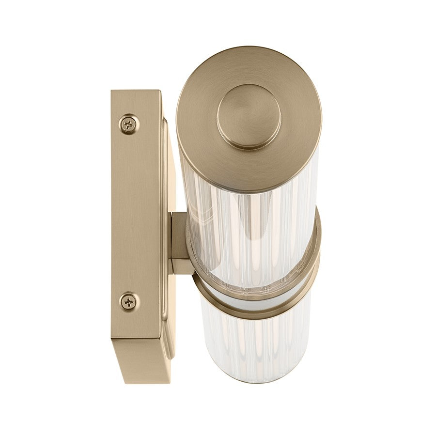 Kichler Laurene 2 Light 19" Wall Sconce, Bronze/Clear Fluted