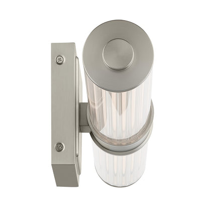 Kichler Laurene 2 Light Wall Sconce, Brushed Nickel/Clear Fluted