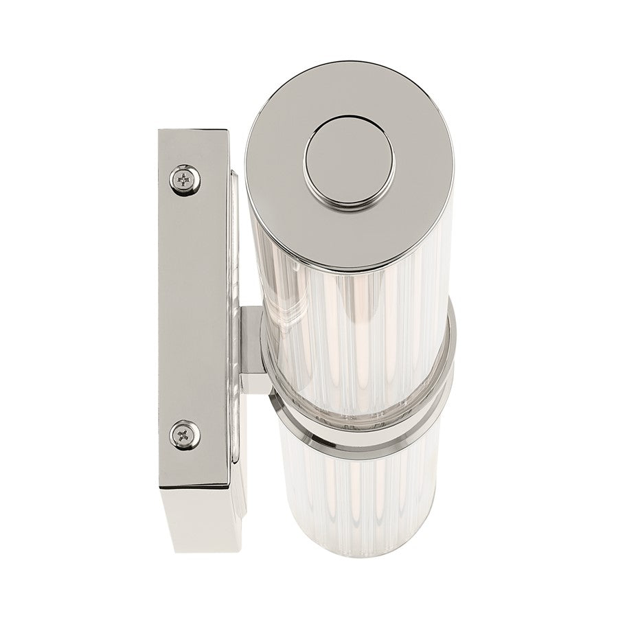 Kichler Laurene 2 Light 19" Wall Sconce, Nickel/Clear Fluted