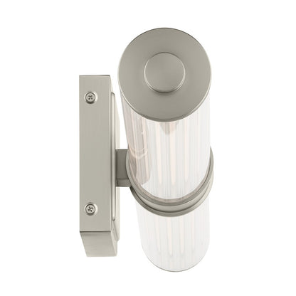 Kichler Laurene 2 Light Linear Bath Medium, Nickel/Clear Fluted