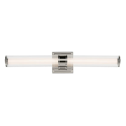 Kichler Laurene 2 Light 27" Linear Bath, Nickel/Clear Fluted - 55196PNLED