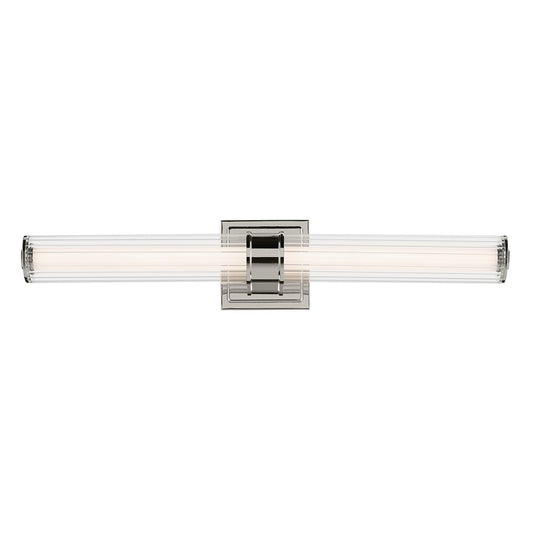 Kichler Laurene 2 Light 27" Linear Bath, Nickel/Clear Fluted - 55196PNLED
