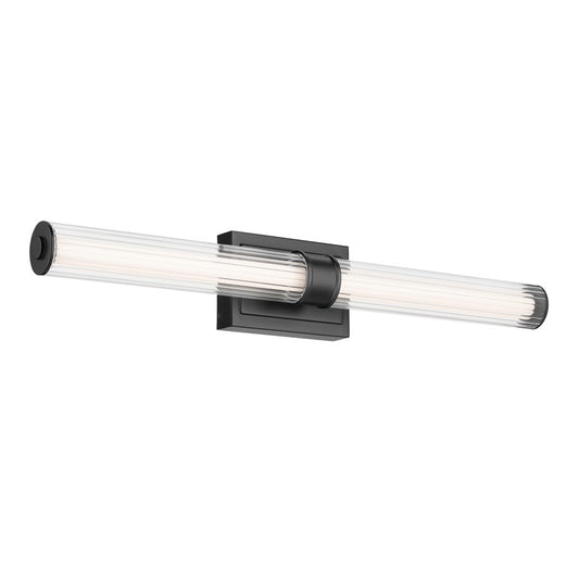 Kichler Laurene 2 Light Linear Bath Large, Black/Clear Fluted - 55197BKLED