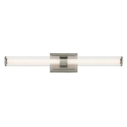 Kichler Laurene 2 Light Linear Bath Large, Nickel/Clear Fluted