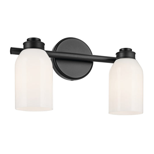 Kichler Shae 2 Light Wall Mt Bath 2 Arm, Black/Cased Opal - 55201BK