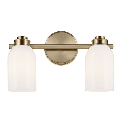 Kichler Shae 2-Light Vanity Light | Modern Champagne Bronze & Cased Opal Glass | Bathroom & Powder Room Illumination | 2 A19 Bulbs, 120V | Model 55201CPZ