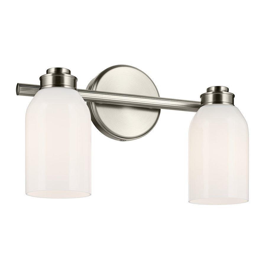 Kichler Shae 2 Light 15" Wall Mt Bath 2 Arm, Brushed Nickel/Cased Opal - 55201NI
