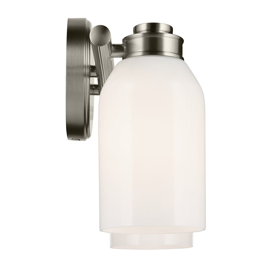 Kichler Shae 2-Light 15in Vanity Light | Brushed Nickel Steel & Cased Opal Glass | Bathroom Vanity Lighting | 2 Bulbs, 120V Dimmable | Model 55201NI