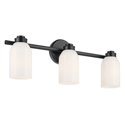 Kichler Shae 3 Light Wall Mt Bath 3 Arm, Black/Cased Opal - 55202BK