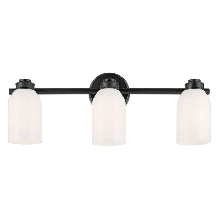 Kichler Shae 3 Light Wall Mt Bath 3 Arm, Black/Cased Opal