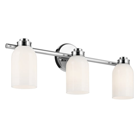Kichler Shae 3 Light 24" Wall Mt Bath 3 Arm, Chrome/Cased Opal - 55202CH