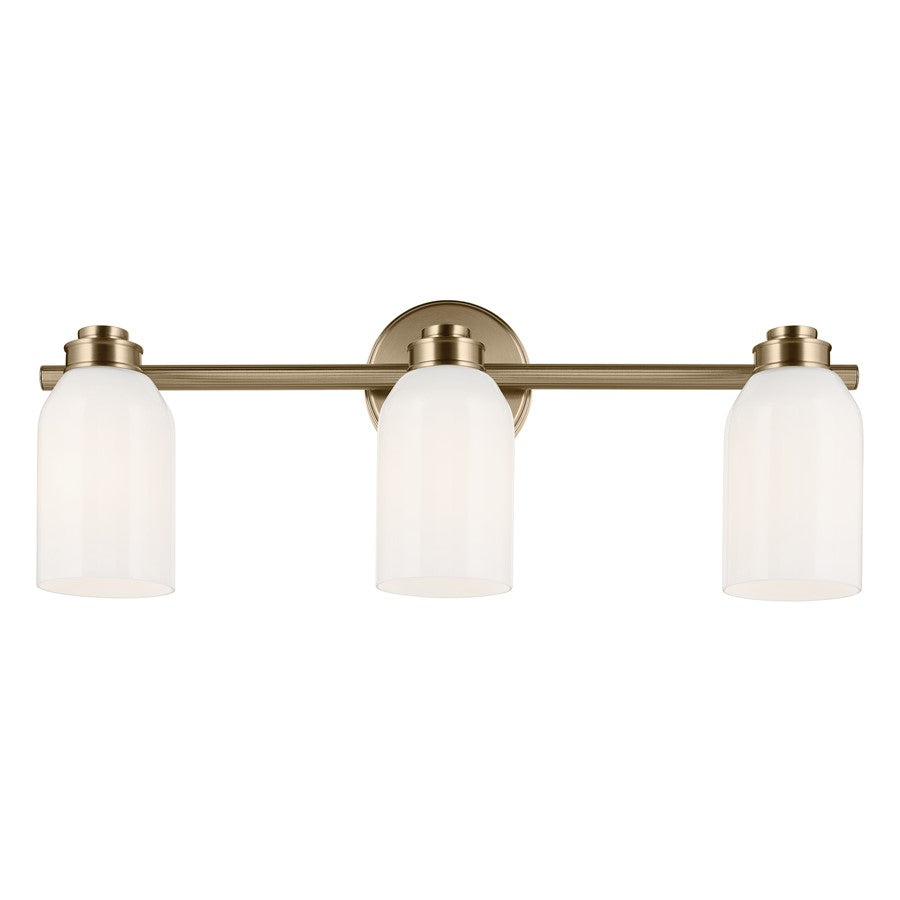 Kichler Shae 3-Light 24.25in Bathroom Vanity Light | Modern Coastal Champagne Bronze and Opal Glass | Master Bath & Double Vanity | 55202CPZ