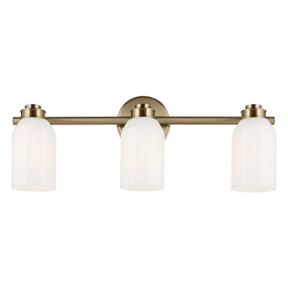 Kichler Shae 3-Light 24.25in Bathroom Vanity Light | Modern Coastal Champagne Bronze and Opal Glass | Master Bath & Double Vanity | 55202CPZ
